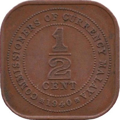 ½ Cent - George VI back