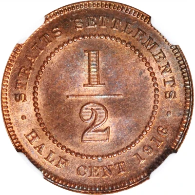 ½ Cent - George V back