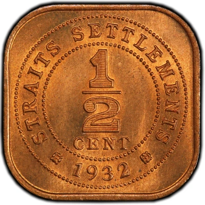 ½ Cent - George V back