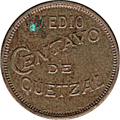 ½ Centavo with center dot back