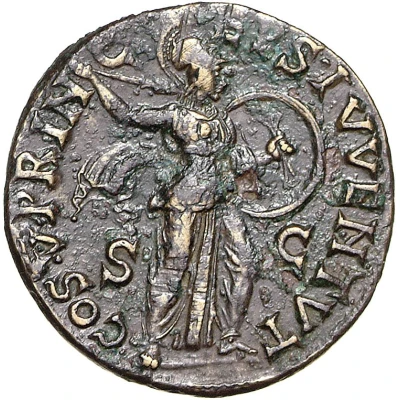 Æ - Domitian COS V PRINCEPS IVVENTVT S C; Minerva back