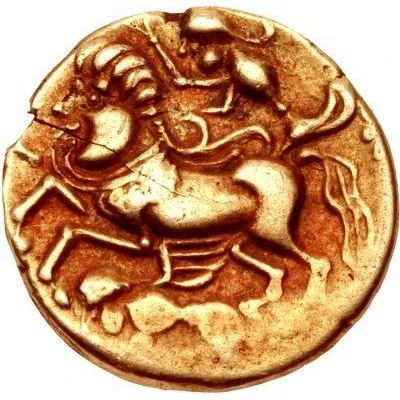 ¼ Gold Stater with anthropomorphic horse and winged figure 100 BC - 50 BC back