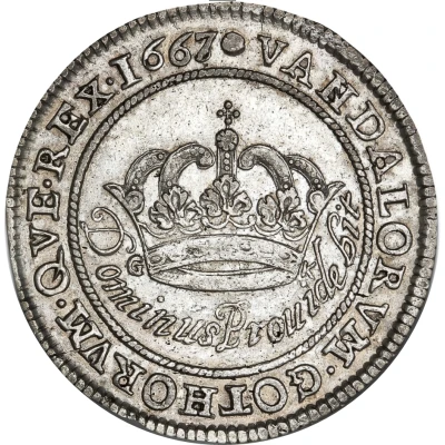 ½ Krone - Frederik III Type 1; Year in legend back