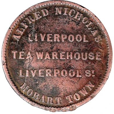 ½ Penny - Alfred Nicholas Hobart; Tasmania ND front