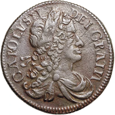 ½ Penny - Charles II large letters front