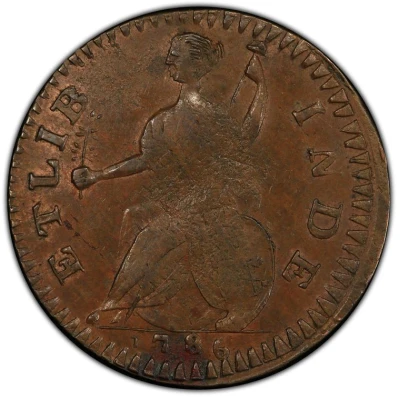 ½ Penny - Copper "ET LIB INDE" back