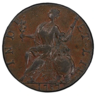 ½ Penny - Copper "Mailed Bust Left, Horned" back