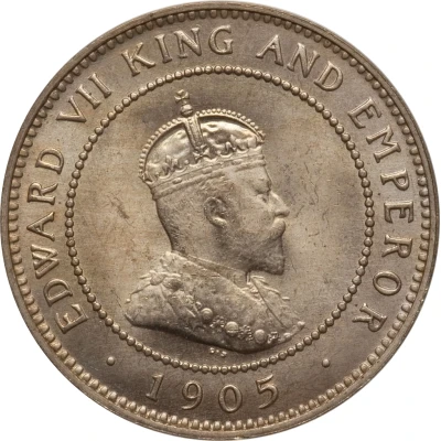 ½ Penny - Edward VII Arms with vertical shading front