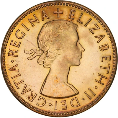 ½ Penny - Elizabeth II 1st Portrait; without "F:D:" front