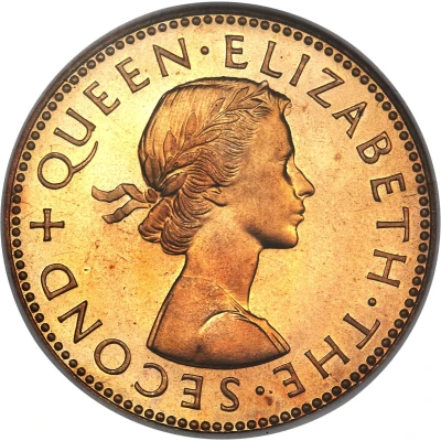 ½ Penny - Elizabeth II 1st portrait front