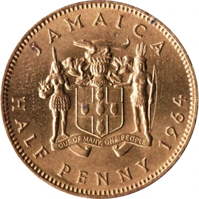 ½ Penny - Elizabeth II Arms with supporters back