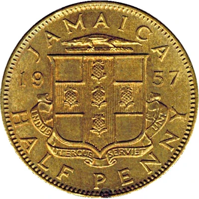 ½ Penny - Elizabeth II Arms without supporters back