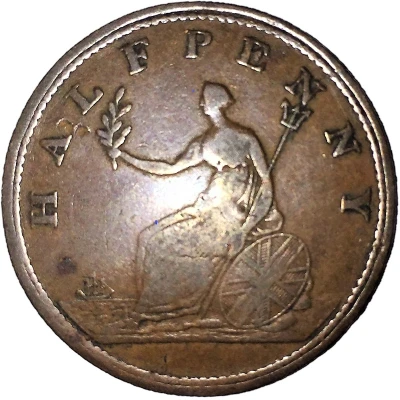 ½ Penny Genuine British Copper back