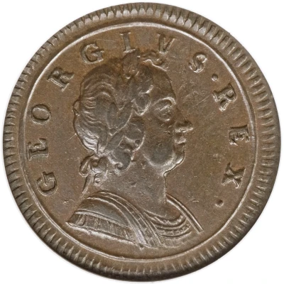 ½ Penny - George I 2nd issue; larger flan front