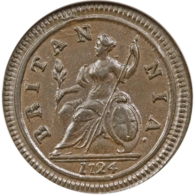 ½ Penny - George I 2nd issue; larger flan back