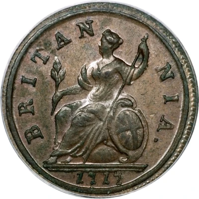 ½ Penny - George I 'Dump' issue back