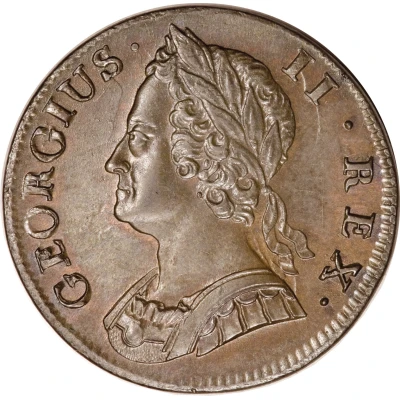 ½ Penny - George II old bust front