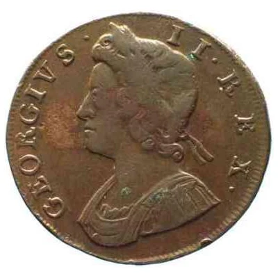 ½ Penny - George II young bust front