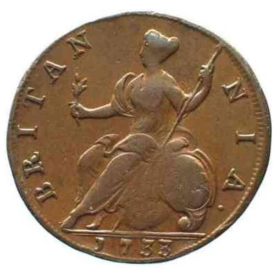 ½ Penny - George II young bust back