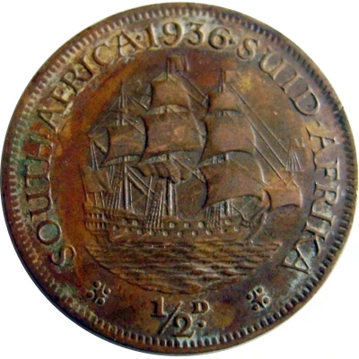 ½ Penny - George V ½D back