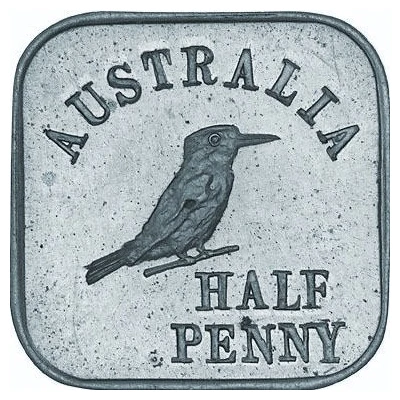 ½ Penny - George V Kookaburra Pattern - Type 1, Silver back