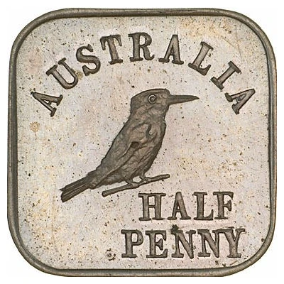 ½ Penny - George V Kookaburra Pattern - Type back