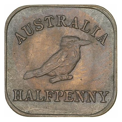 ½ Penny - George V Kookaburra Pattern - Type back