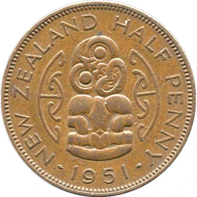 ½ Penny - George VI 2nd type back