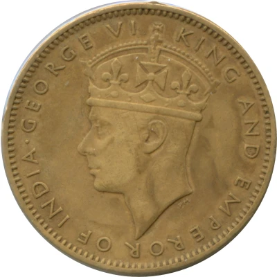 ½ Penny - George VI With "King and Emperor"; Large Head front