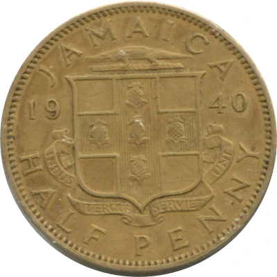 ½ Penny - George VI With "King and Emperor"; Large Head back