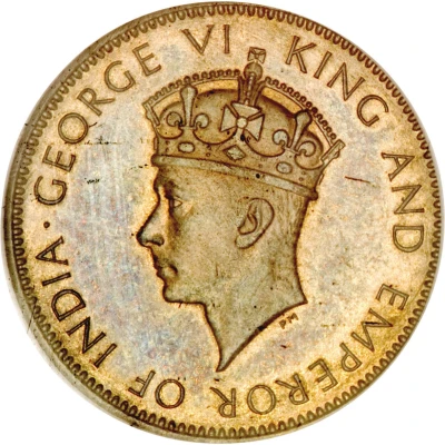 ½ Penny - George VI With "King and Emperor"; Small Head front