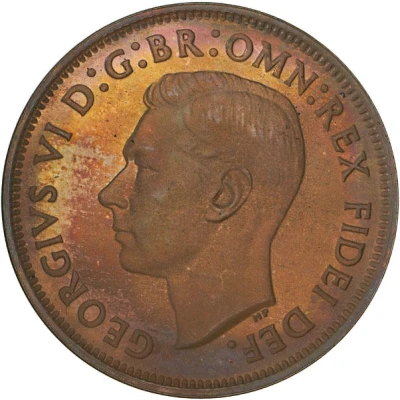 ½ Penny - George VI without "IND:IMP" front