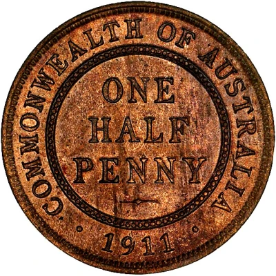 ½ Penny - George V back