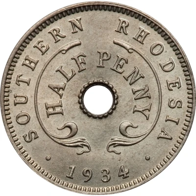 ½ Penny - George V back