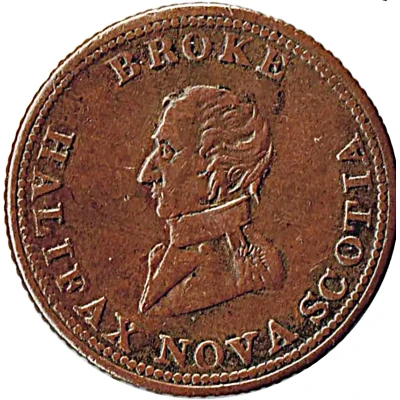 ½ Penny - Halifax Captain Broke short bust - Britannia front