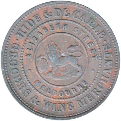 ½ Penny - Hide and De Carle 1857 Melbourne; Victoria front