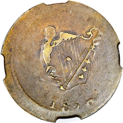 ½ Penny Imitation Bust and Harp ND back