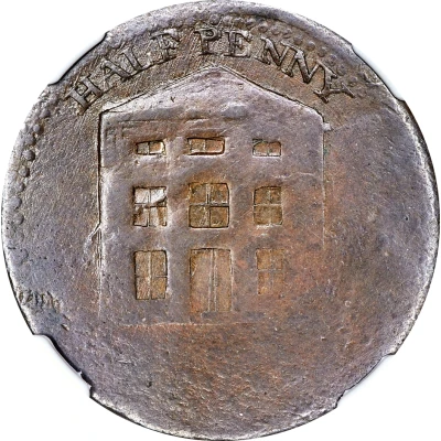 ½ Penny Imitation Nova Scotia - Warehouse / Script Initials ND front