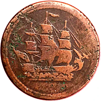 ½ Penny Imitation - Ships, Colonies and Commerce ND front