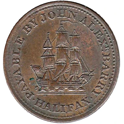 ½ Penny - John Alexr. Barry Halifax back