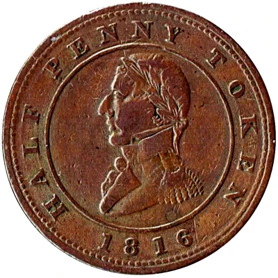 ½ Penny - Montreal bust and ship token front