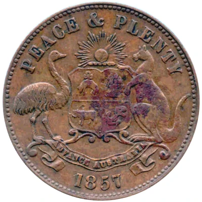 ½ Penny - Robert Hyde and Co. 1857 Melbourne, Victoria back