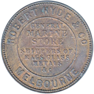 ½ Penny - Robert Hyde and Co. 1861 Melbourne, Victoria front