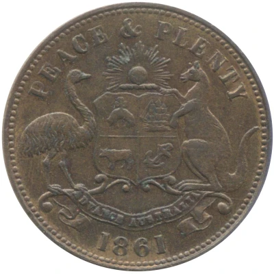 ½ Penny - Robert Hyde and Co. 1861 Melbourne, Victoria back