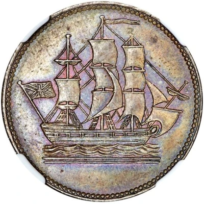 ½ Penny Sailing Ship design front