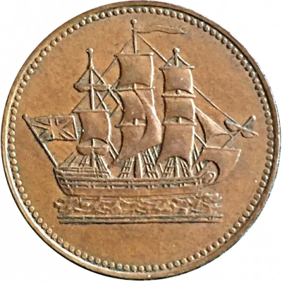 ½ Penny Ships, Colonies and Commerce - Cut knob ampersand ND front