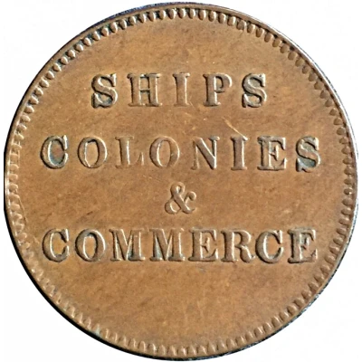 ½ Penny Ships, Colonies and Commerce - Cut knob ampersand ND back