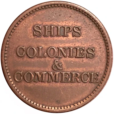 ½ Penny Ships colonies and commerce - Bar ampersand ND back