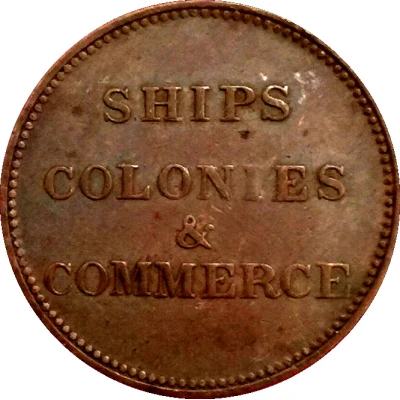 ½ Penny Ships colonies and commerce - club knob ampersand ND back