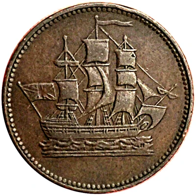 ½ Penny (Ships, colonies and commerce - round knob ampersand) ND front